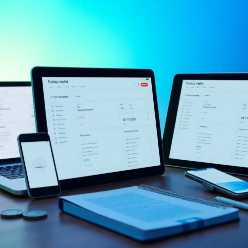 Explore the user-friendly interface of the Exodus wallet showcased on multiple devices, embodying modern crypto management.