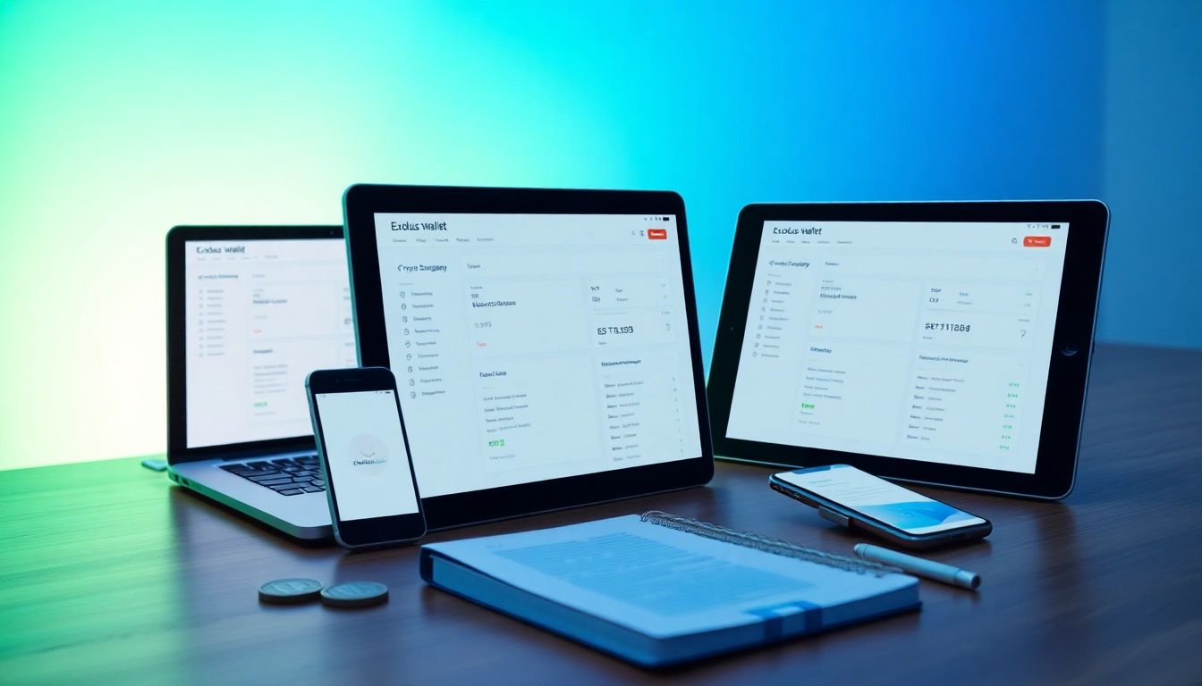 Explore the user-friendly interface of the Exodus wallet showcased on multiple devices, embodying modern crypto management.