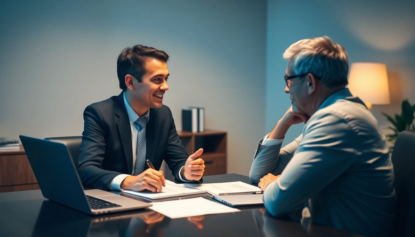 SIRVA injury attorneys discussing legal options with a client in a welcoming office environment.